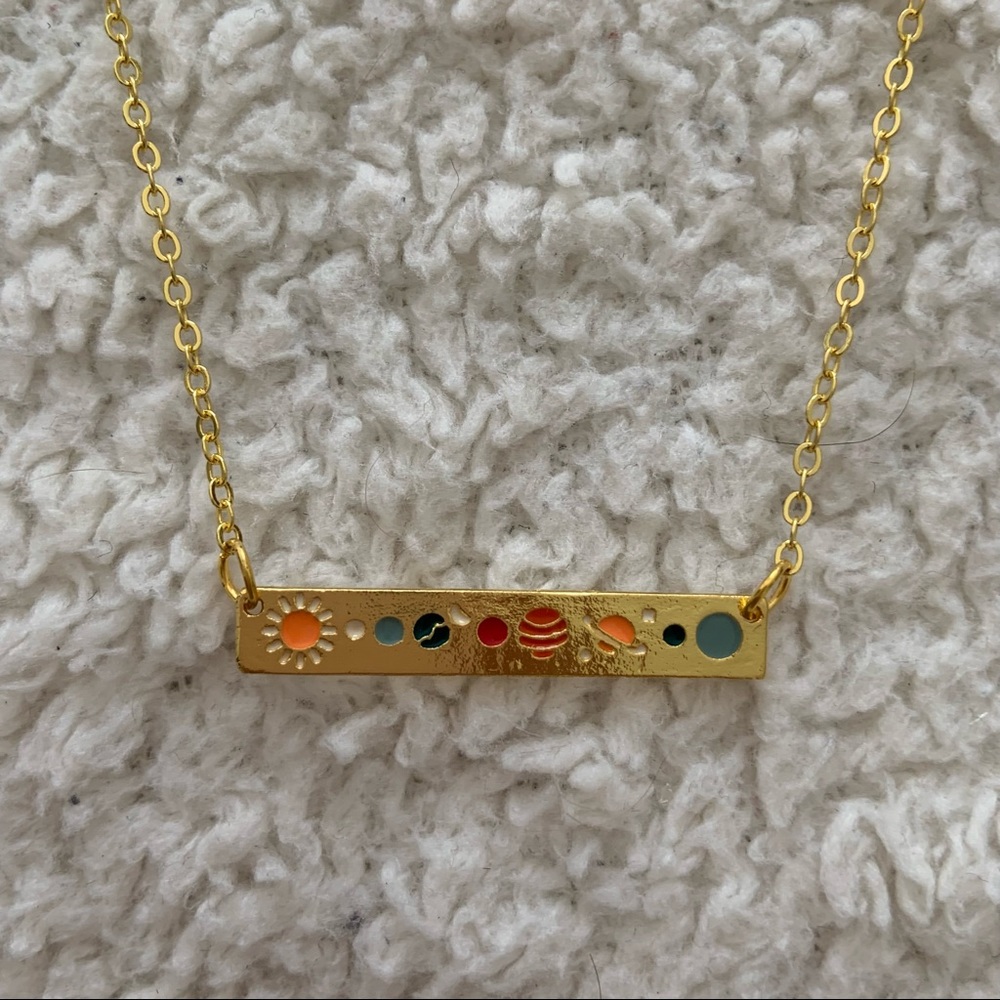 Solar System Gold Bar Necklace
